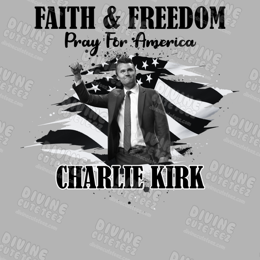 Faith & Freedom Pray For America b&w DTF Transfer
