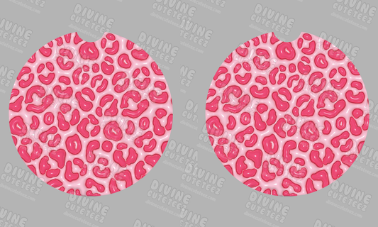 Pink Cheetah Print Sublimation Coaster Set