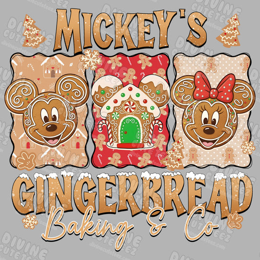 Mickeys Gingerbread Baking & Co DTF Transfer