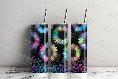 Rainbow Cheetah Gradient Sunflower 20oz Sublimation Transfer