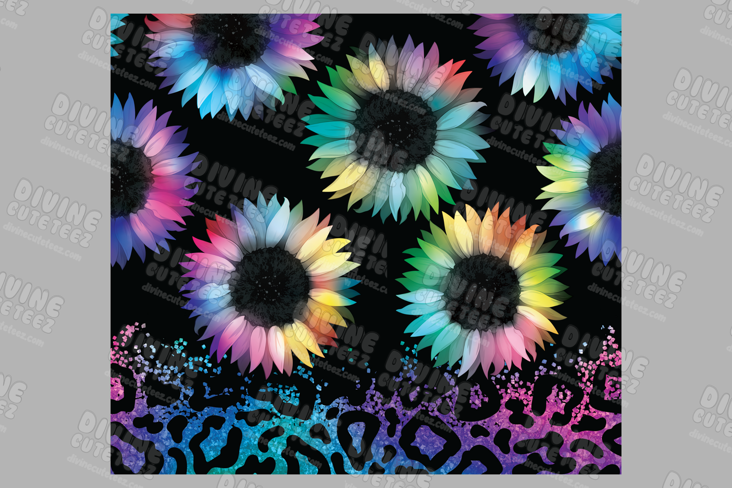 Rainbow Cheetah Gradient Sunflower 20oz Sublimation Transfer