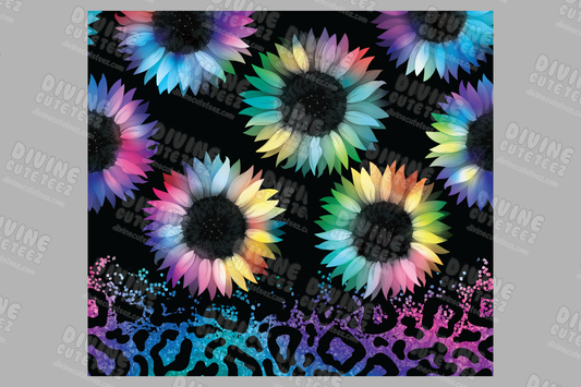 Rainbow Cheetah Gradient Sunflower 20oz Sublimation Transfer