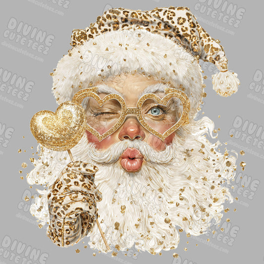 Cheetah Print Preppy Santa DTF Transfer