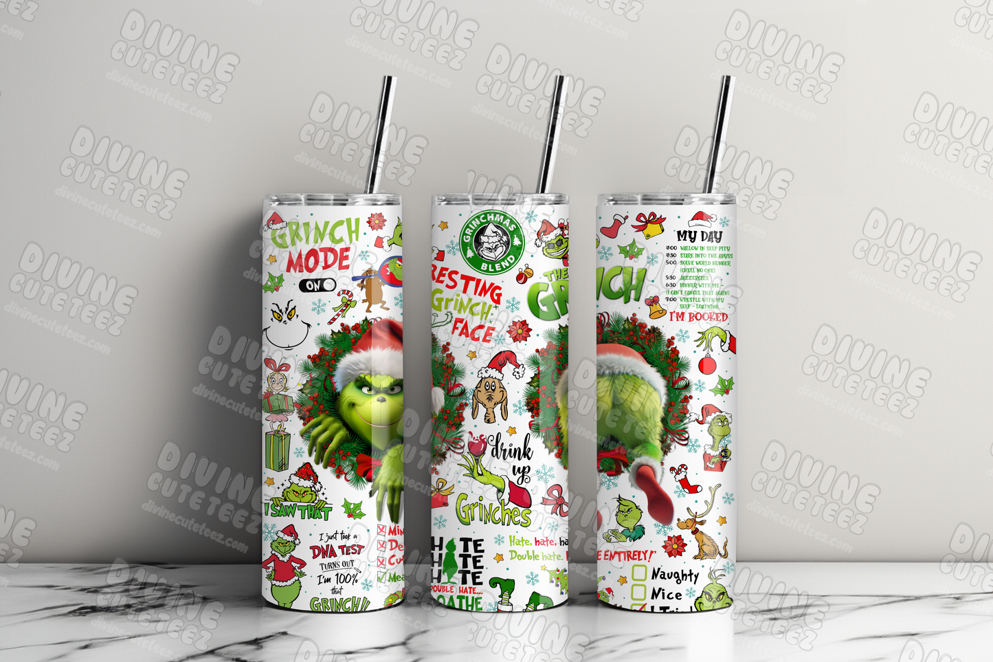 Resting Grinch Face 20oz Sublimation Transfer