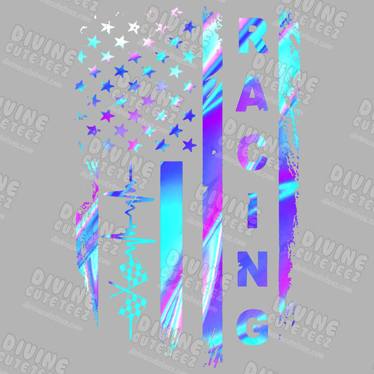 Iridescent Racing Heartbeat Flag DTF Transfer