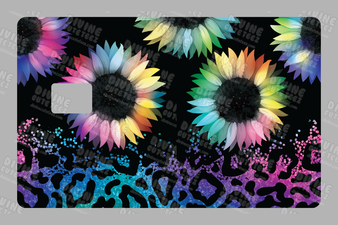 Rainbow Ombre Sunflower Card Skin UV-DTF