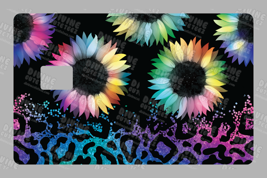 Rainbow Ombre Sunflower Card Skin UV-DTF