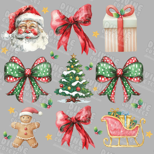 Christmas Bows Collage DTF Transfer