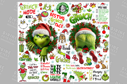 Resting Grinch Face 20oz Sublimation Transfer