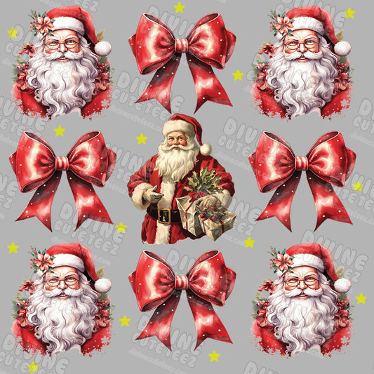 Santa Bows Collage DTF Transfer