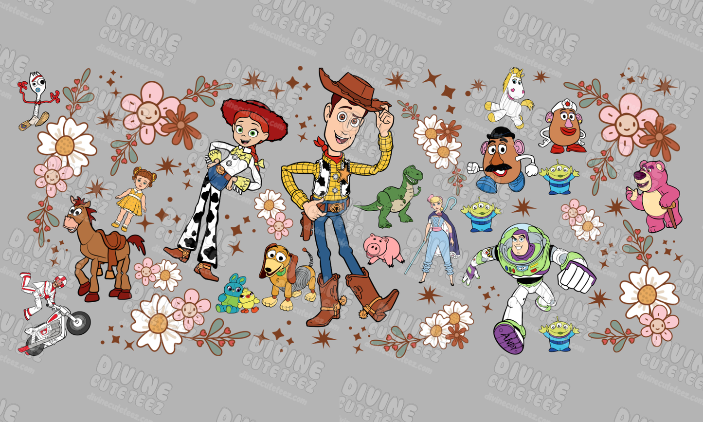 Floral Toy Story 16oz UV-DTF Transfer