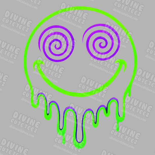 Neon Drippy Smiley DTF Transfer