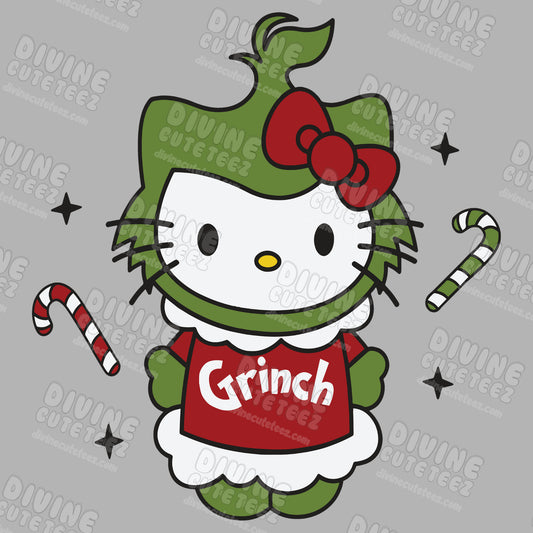Grinch Hello Kitty DTF Transfer