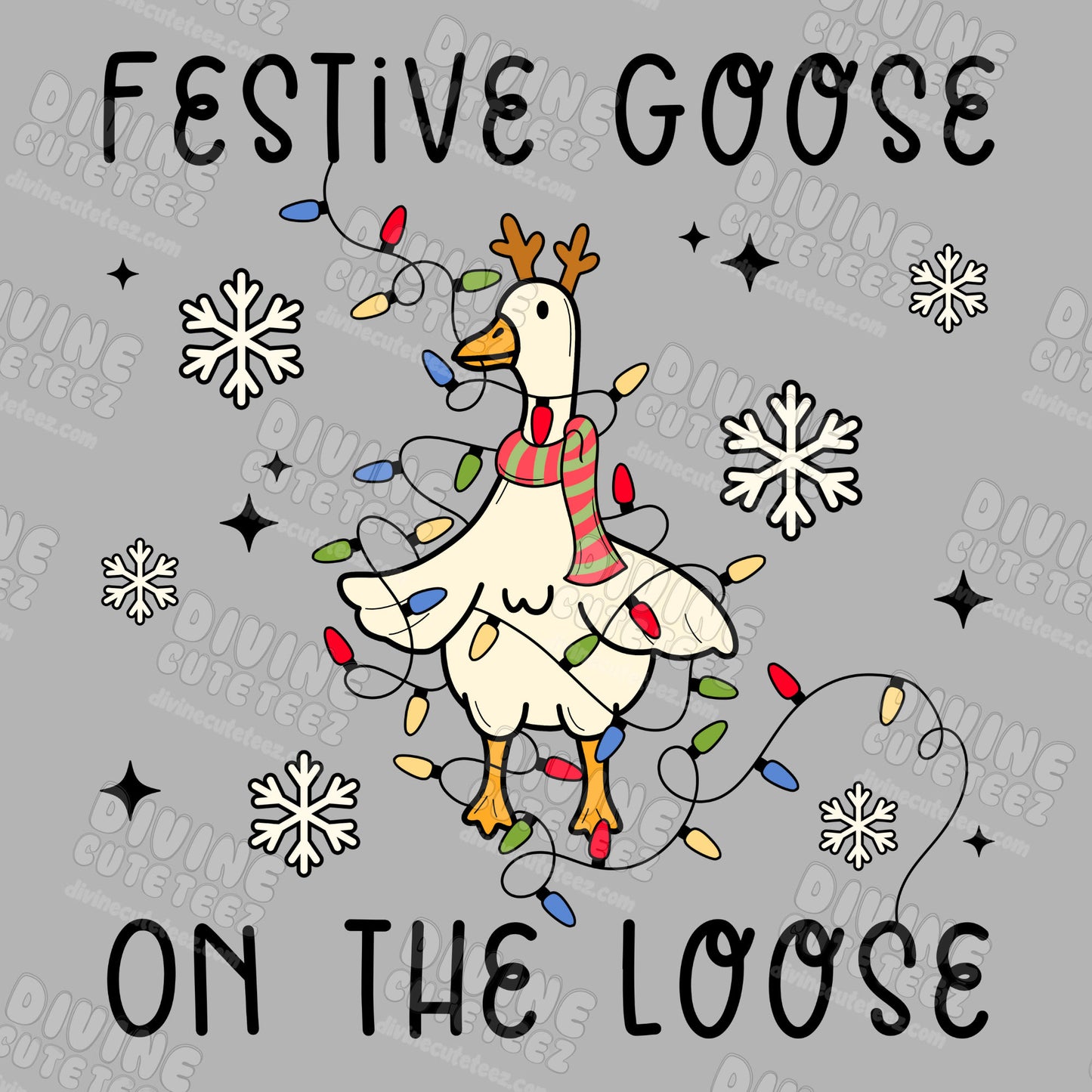 Festive Goose On The Loose DTF Transfer