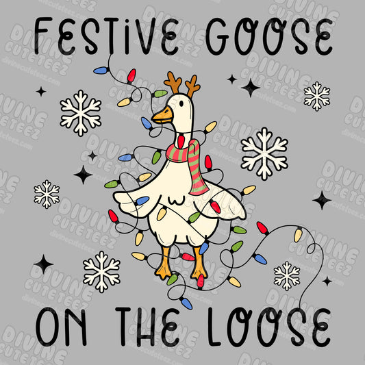 Festive Goose On The Loose DTF Transfer