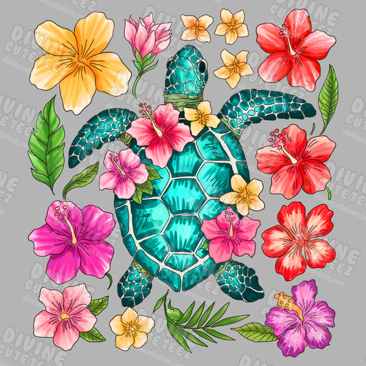 Floral Sea Turtle DTF Transfer