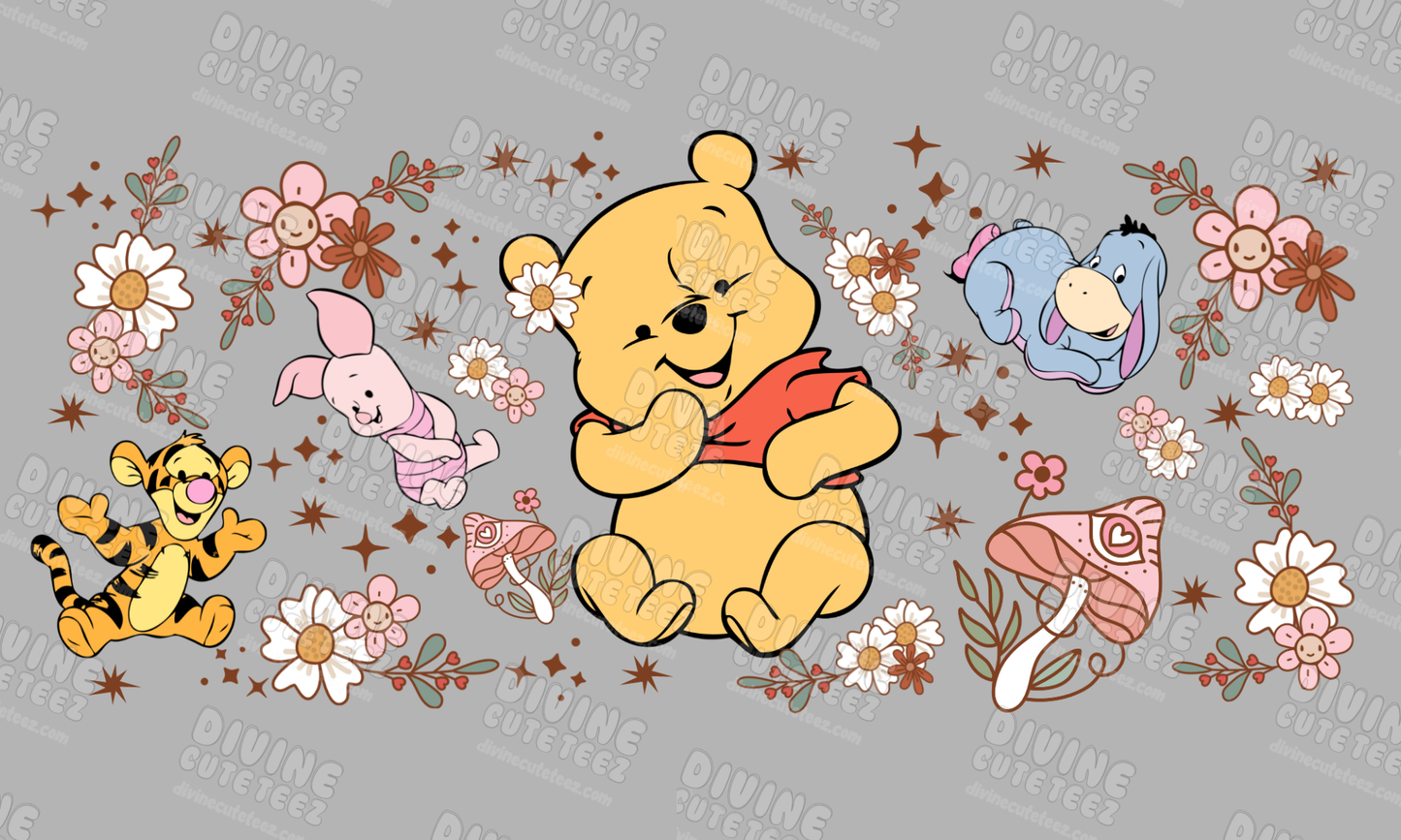 Floral Winnie 16oz UV-DTF Transfer