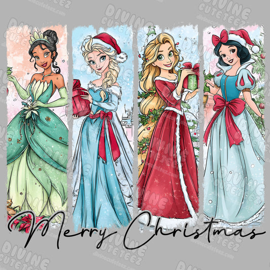 Merry Christmas Disney Princesses DTF Transfer