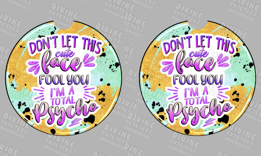 Cute Face Psycho Sublimation Coaster Set