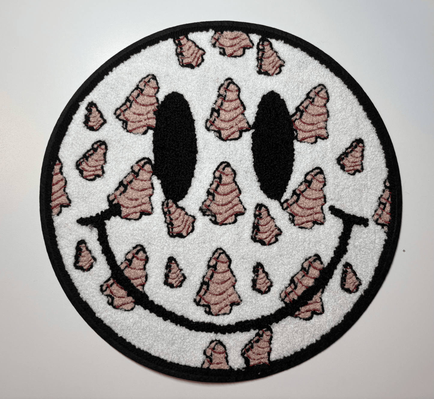 Christmas Tree Smiley Chenille Patch