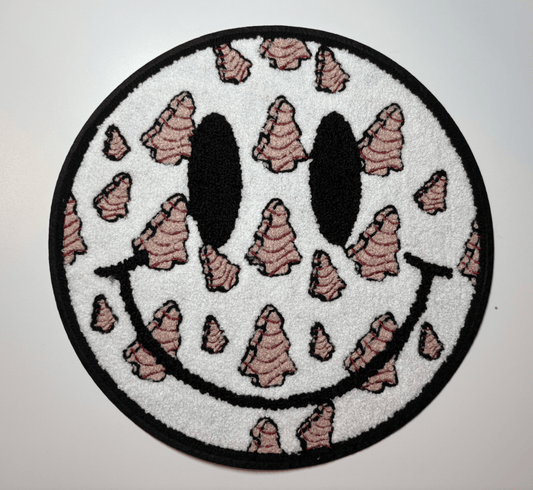 Christmas Tree Smiley Chenille Patch