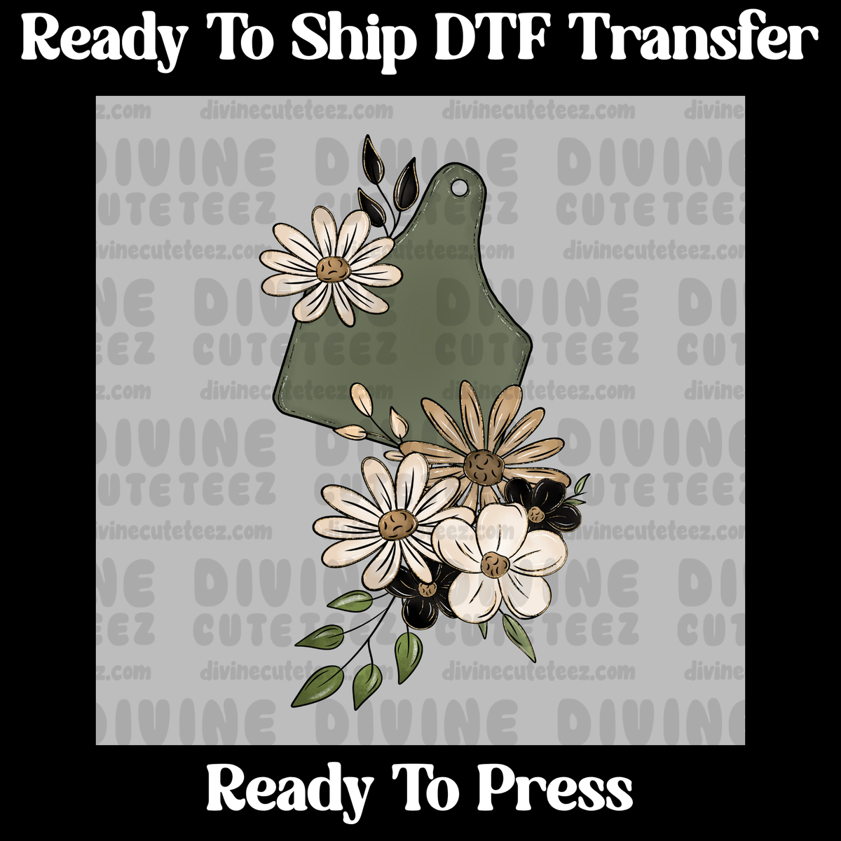 Floral Cow Tag