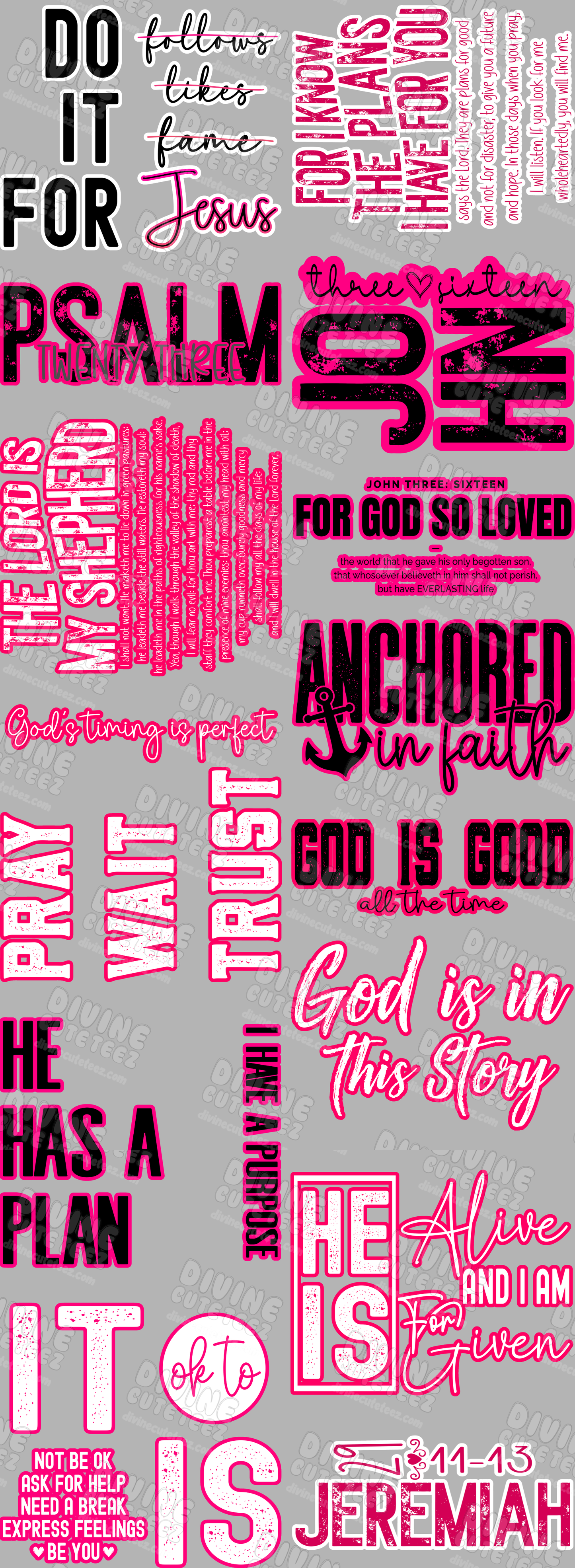 Pink Christian/Faith Premade DTF Gang Sheet