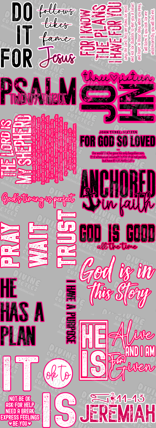 Pink Christian/Faith Premade DTF Gang Sheet
