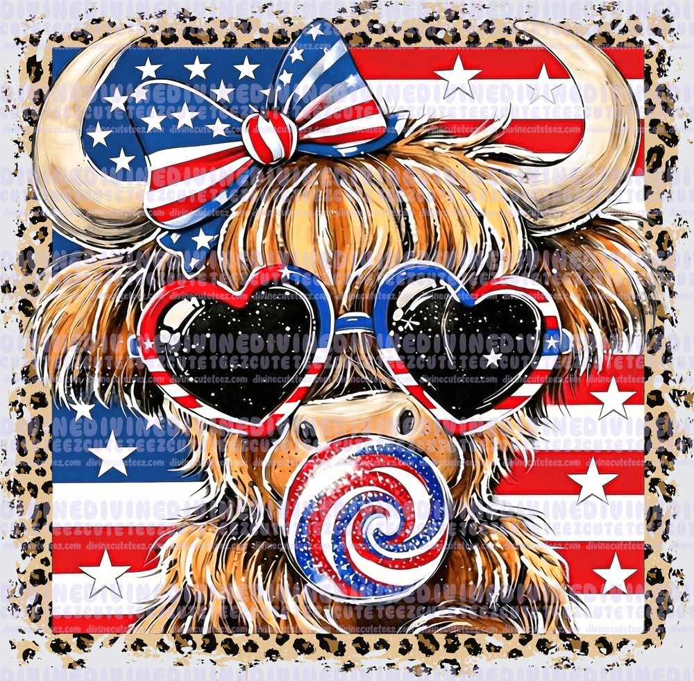 Patriotic Highland Cow