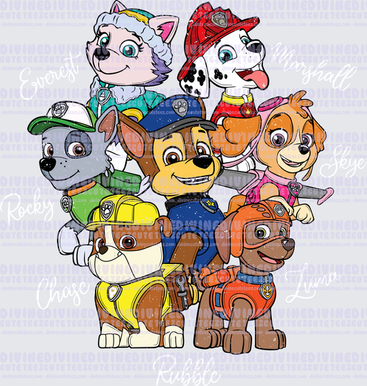 Paw Patrol Characters White Text
