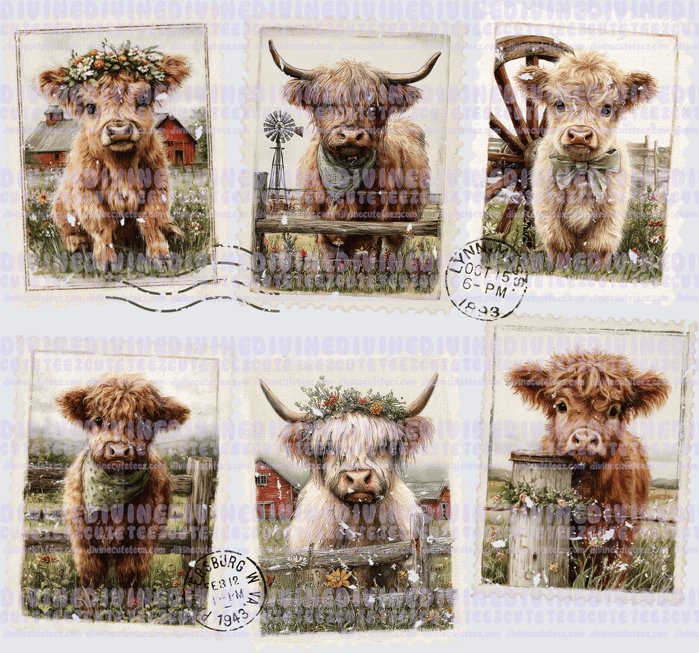 Highland Cow Stamps