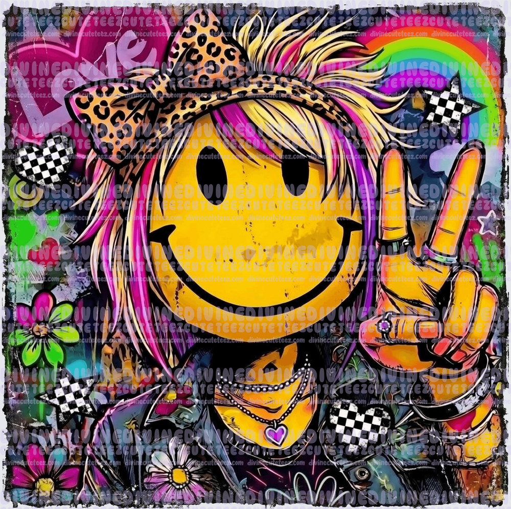 Grunge Neon Smiley Face