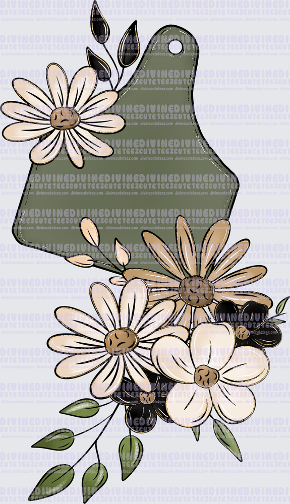 Floral Cow Tag