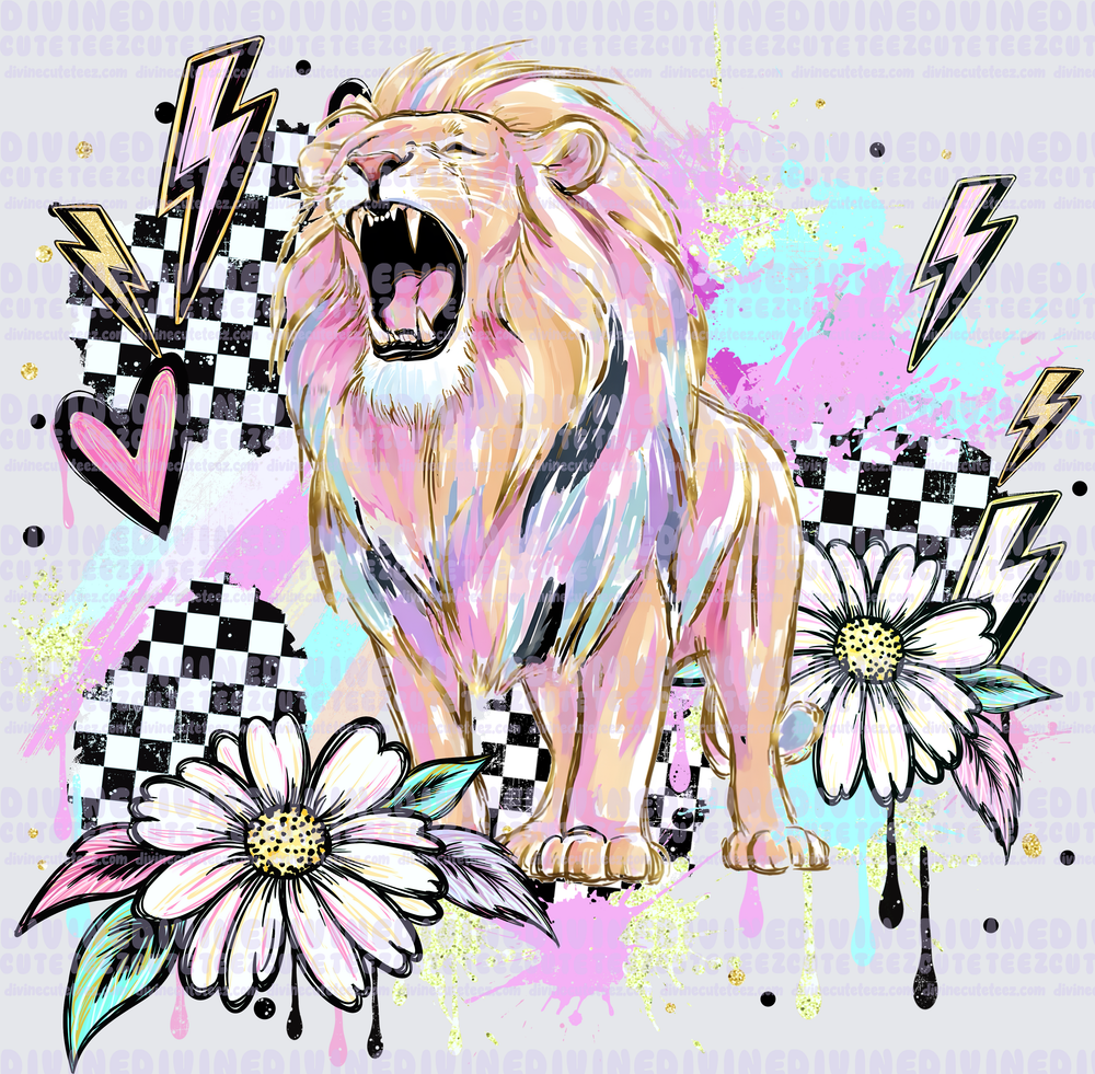 Colorful Checkered Lion