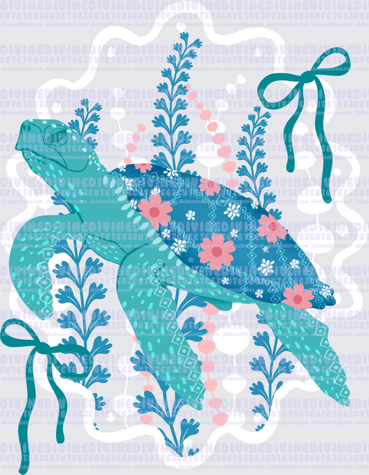 Floral sea turtle