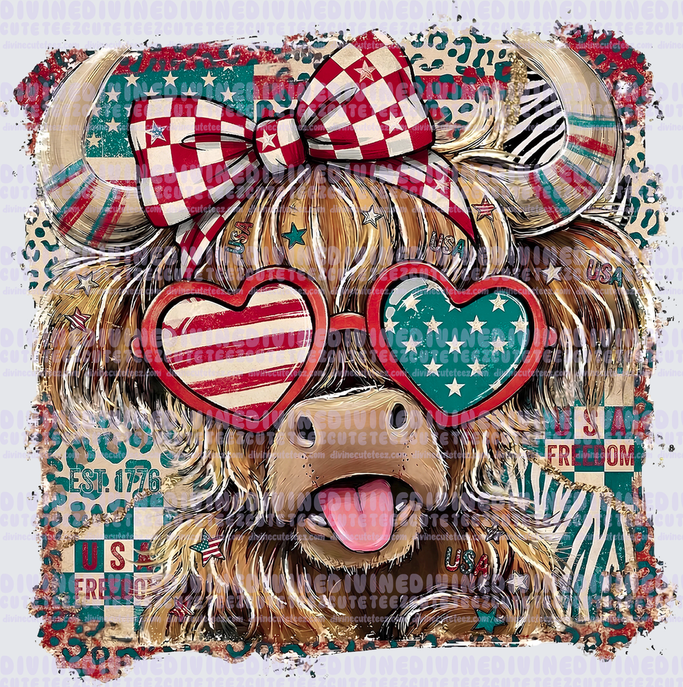 Patriotic Highland Cow